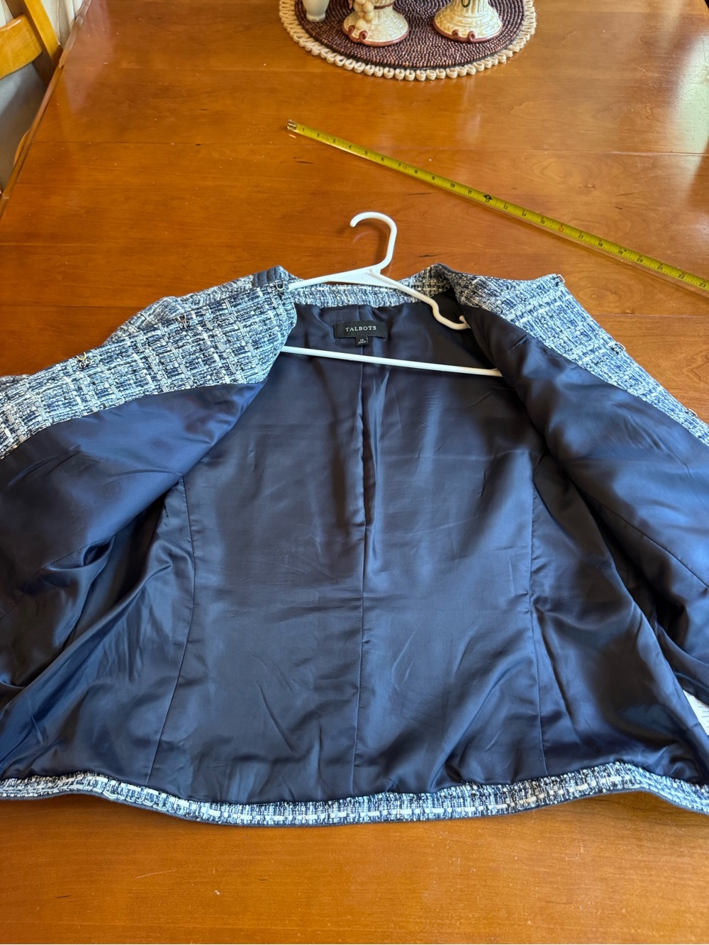 Talbots Chambray Trim Tweed Jacket Size 14 - Picture 12 of 15